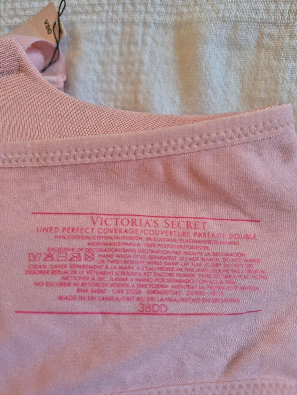 Victoria's Secret 38DD women's lined perfect coverage bra pink back sequin, NWT - Picture 6 of 6